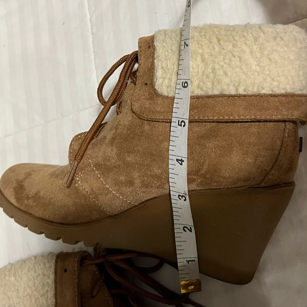 Nautica Suede Lace-up Wedge Boots - Picture 4 of 10